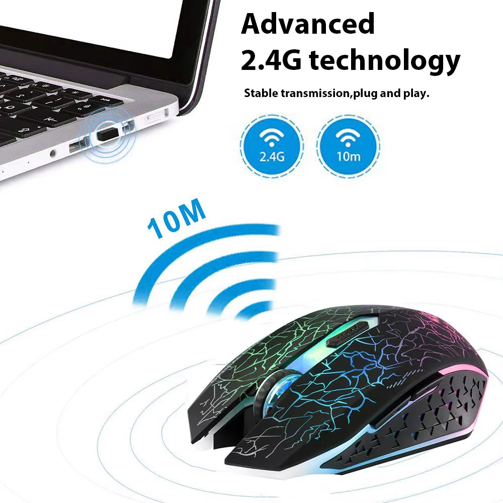 2,4 G Bluetooth Drahtlose Maus Wiederaufladbare 7 Farben RGB LED Hintergrundbeleuchtung Gaming Maus Ergonomische Mäuse für Gamer Computer Laptop iPad