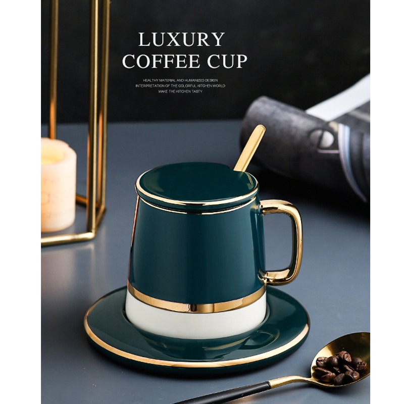 Imellow nordisk stil høj kvalitet keramisk kaffekop luksuriøst kaffekrus og underkopsæt porcelæn eftermiddagste servise sæt