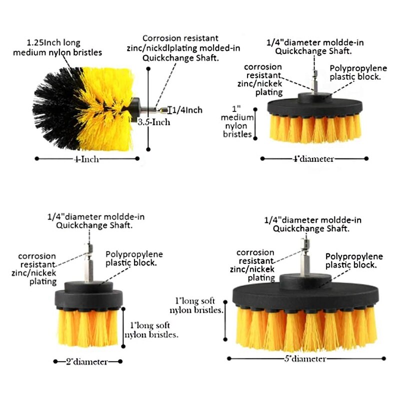 8Pcs Drill Brush Scrub Brush Drill Attachment Kit Drill Powered Cleaning Brush Attachments for Cleaning Tile and Grout