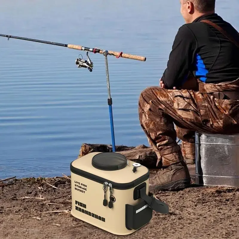12L-27L Emmer Outdoor Visemmer Opvouwbaar Draagbaar Netto Levende Visemmer EVA Wateremmer voor Wilde Vissen Huishoudelijke Emmer
