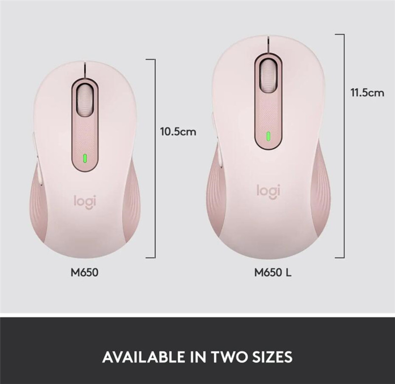 Logitech M650 / M650L Bezprzewodowa mysz Bluetooth Cicha mysz biurowa do laptopa do komputera PC/Mac/wielu urządzeń Mysz praworęczna