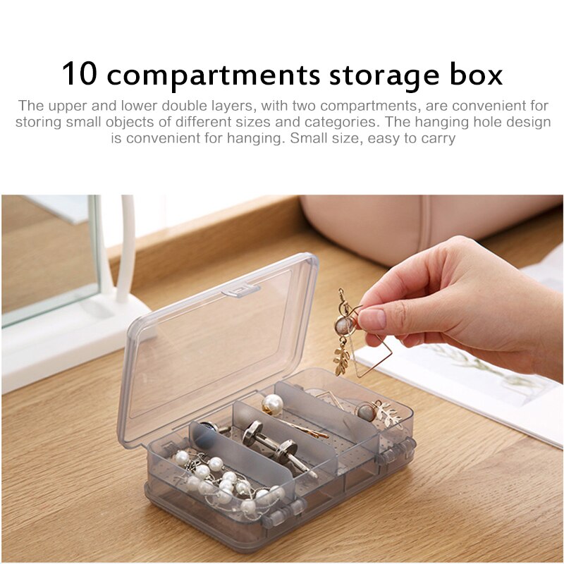 1PC Double-layer Square Plastic Storage Box Case 10-compartment Jewelry Storage Box With Lid For Jewelry Beads Earring Organizer