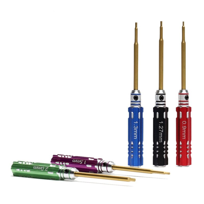 Y9RE Precision RC Screwdriver Set 0.9mm 1.27mm 1.3mm 1.5mm 2mm Hex Screw Driver Set HSS Hexagon Wrench Tool Kit 5 Pieces