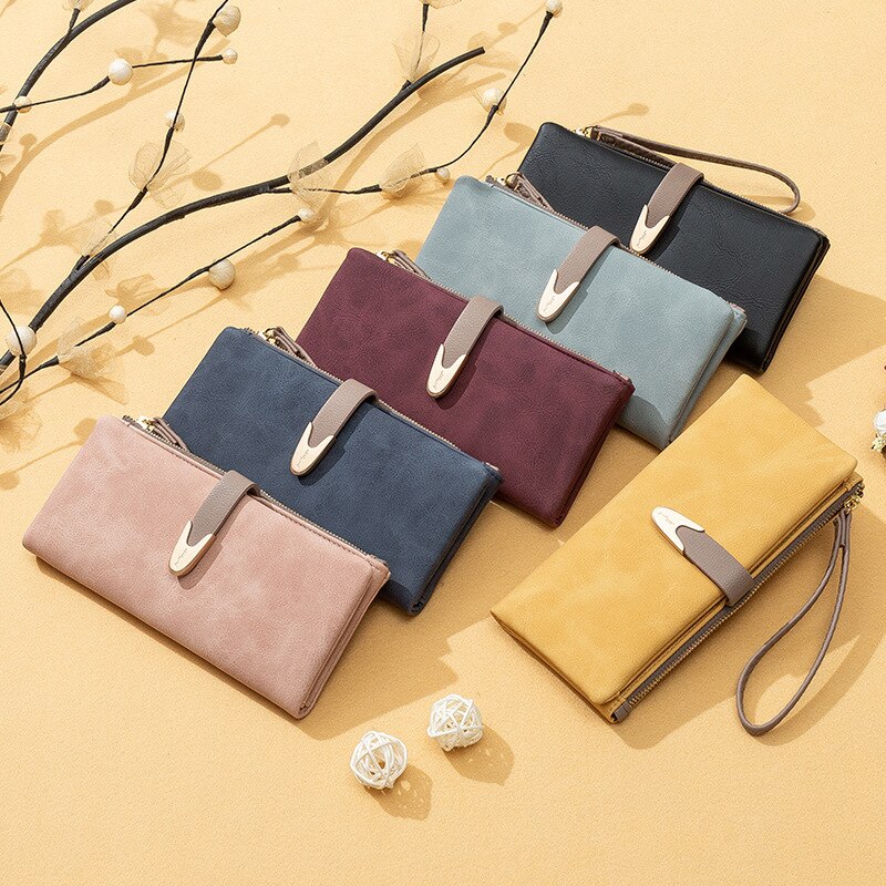 Large Capacity Women Pu Leather Wallets Female Multifunctional Hasp Purses Phone Wallet Coin Card Holders Long Wristlet Clutch