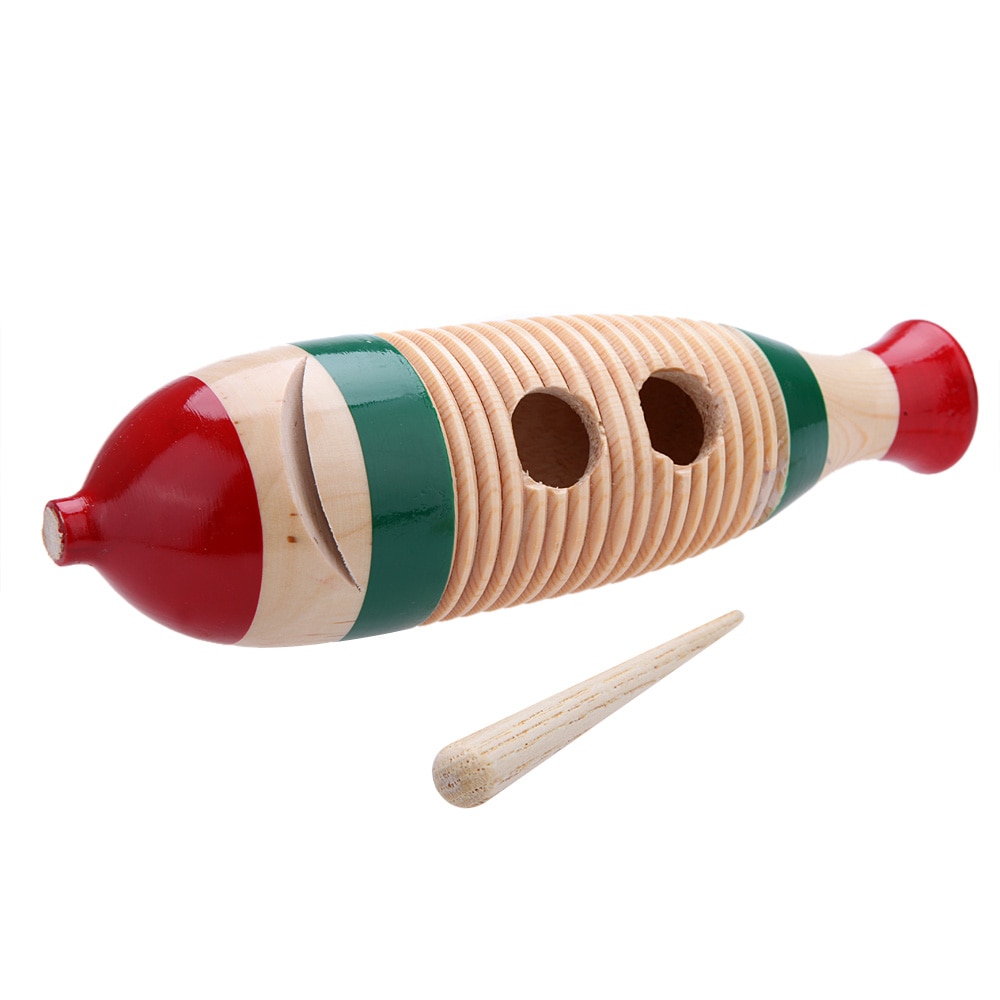 Instrument de Percussion en bois Guiro en forme de poisson coloré pour enfants