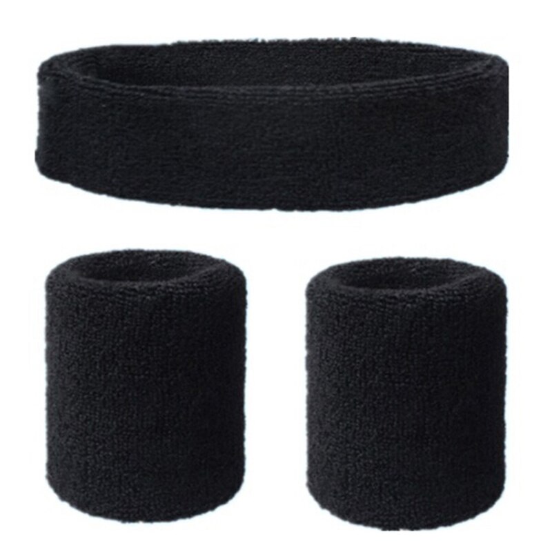 1pc Rainbow Pols bands Sport Zweetband Hand Band Zweet Polssteun Brace Wraps Guards Stretch Hoofdband Hair Band Zweetband: BK
