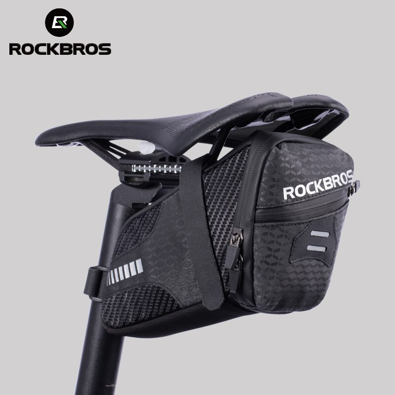 Rockbros Bike Bag 1.5L Grote Capcaity Reflecterende Rear Zadeltas Achterlicht Duurzaam Opslag Mtb Road Bag Fiets Accessoires