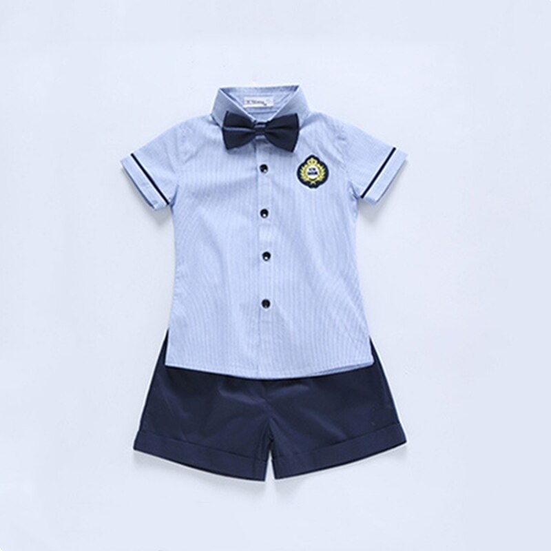 Zomer Kids School Uniform Japanse Student Kleding Set Kinderen Jongens Meisjes 2 Stuks Korte Mouw Marine Pak Primaire Kleuterschool: Boy Set / 160CM Height