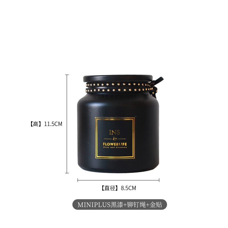 Nordic Black White Glass Vases Hydroponics Plant Flower Home Decor Artificial Flower Bouquet Vase Wedding Table Decoration: Black M