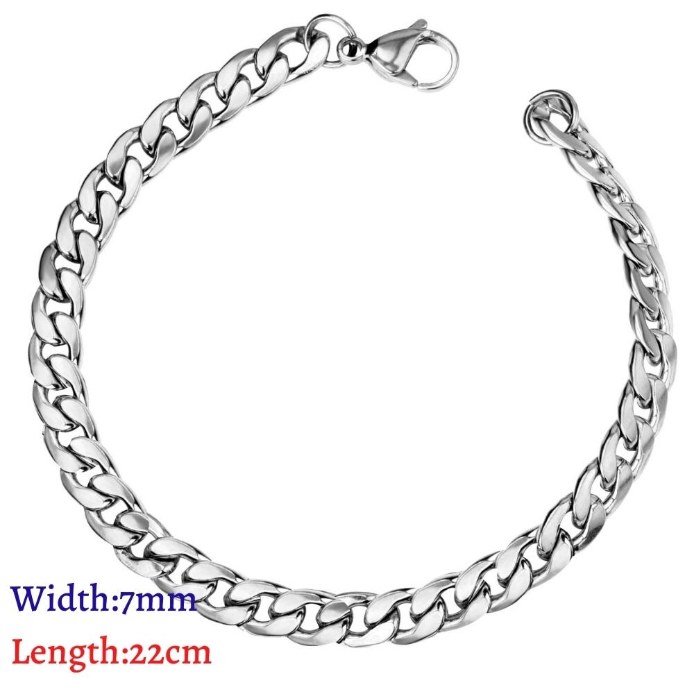 LUXUKISSKIDS-Pulseras hombre de acero inoxidable de para mujer y hombre, originales para mujer,cadenas de eslabones cubanos, pulsera de muñeca para pareja, de joyería,pulsera plata,navidad: PLATEADO