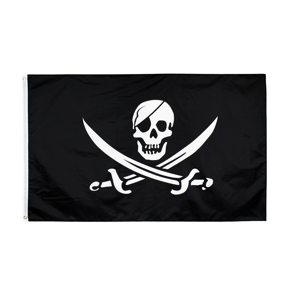 90*150 Cm Grote Schedel Hoofdband Gekruiste Piraten Vlag Jack Rackham Vlag