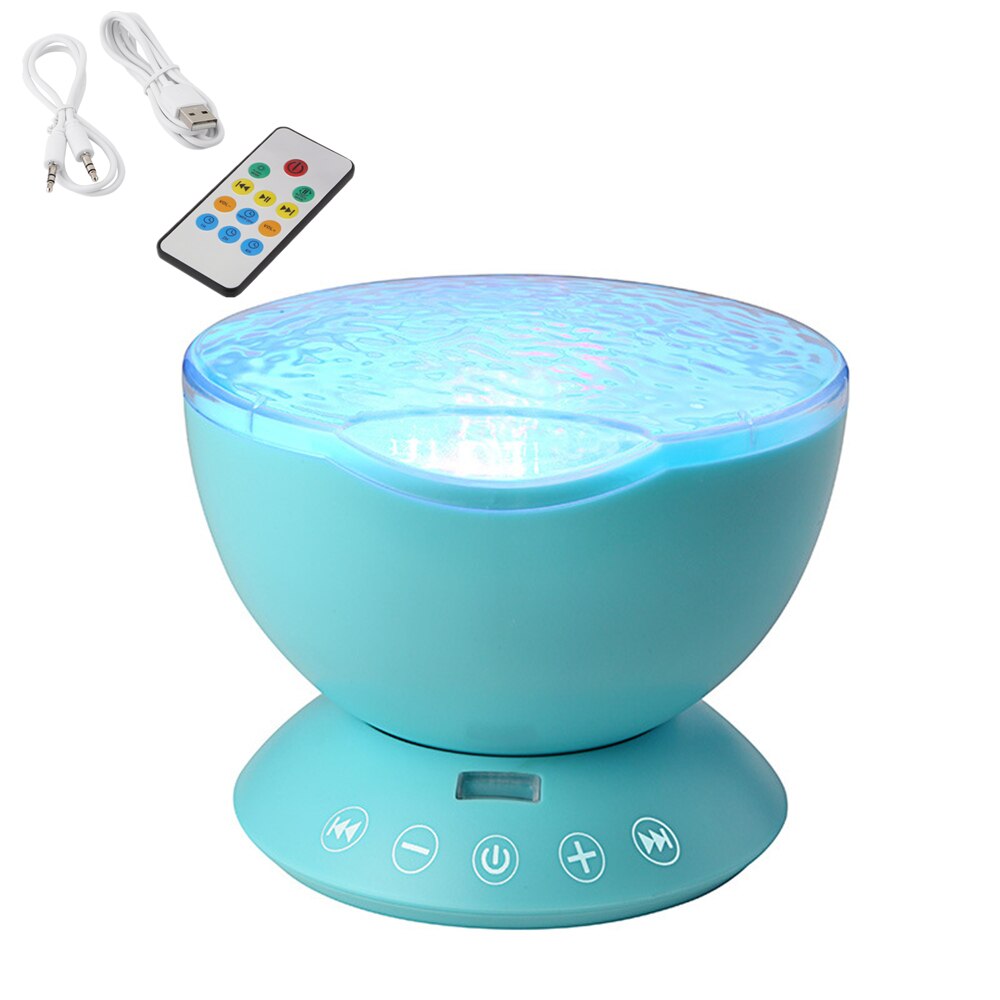 7 kleuren led nachtlampje hemel afstandsbediening oceaan golf hemel projector met mini muziek nieuwigheid babylamp voor kinderen: Blauwe schelp