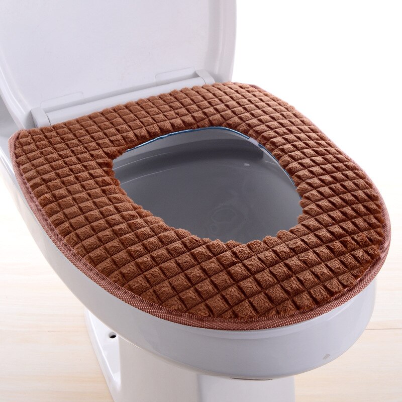 Badeværelse toiletbetræk sæt vintervarm tykt og blødt toiletbetræk sædelåg boligindretning toiletmåtte sæde: 2 stk. brun