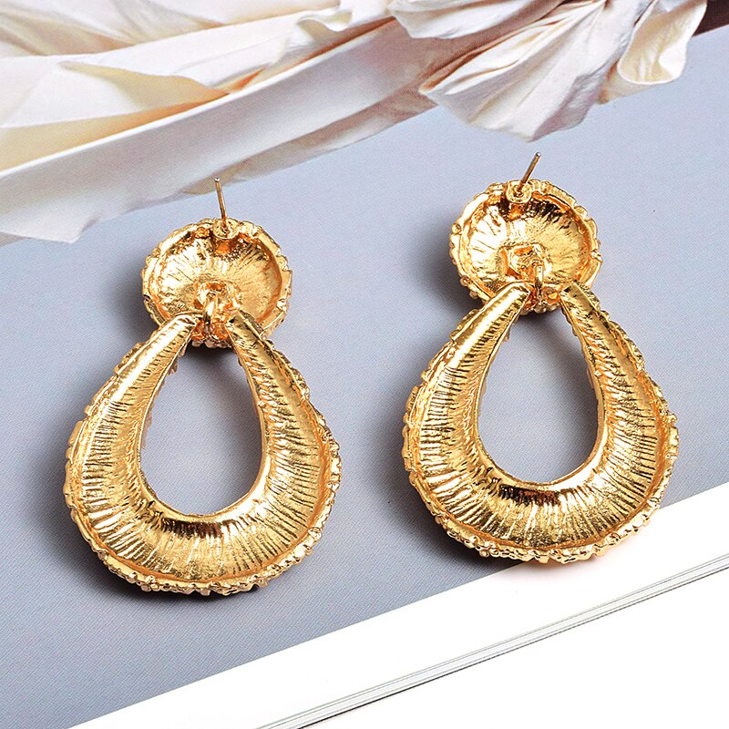 Atacado za nova gota de água em forma de ouro metal balançar brincos jóias finas acessórios para moda feminina pendientes bijoux presente