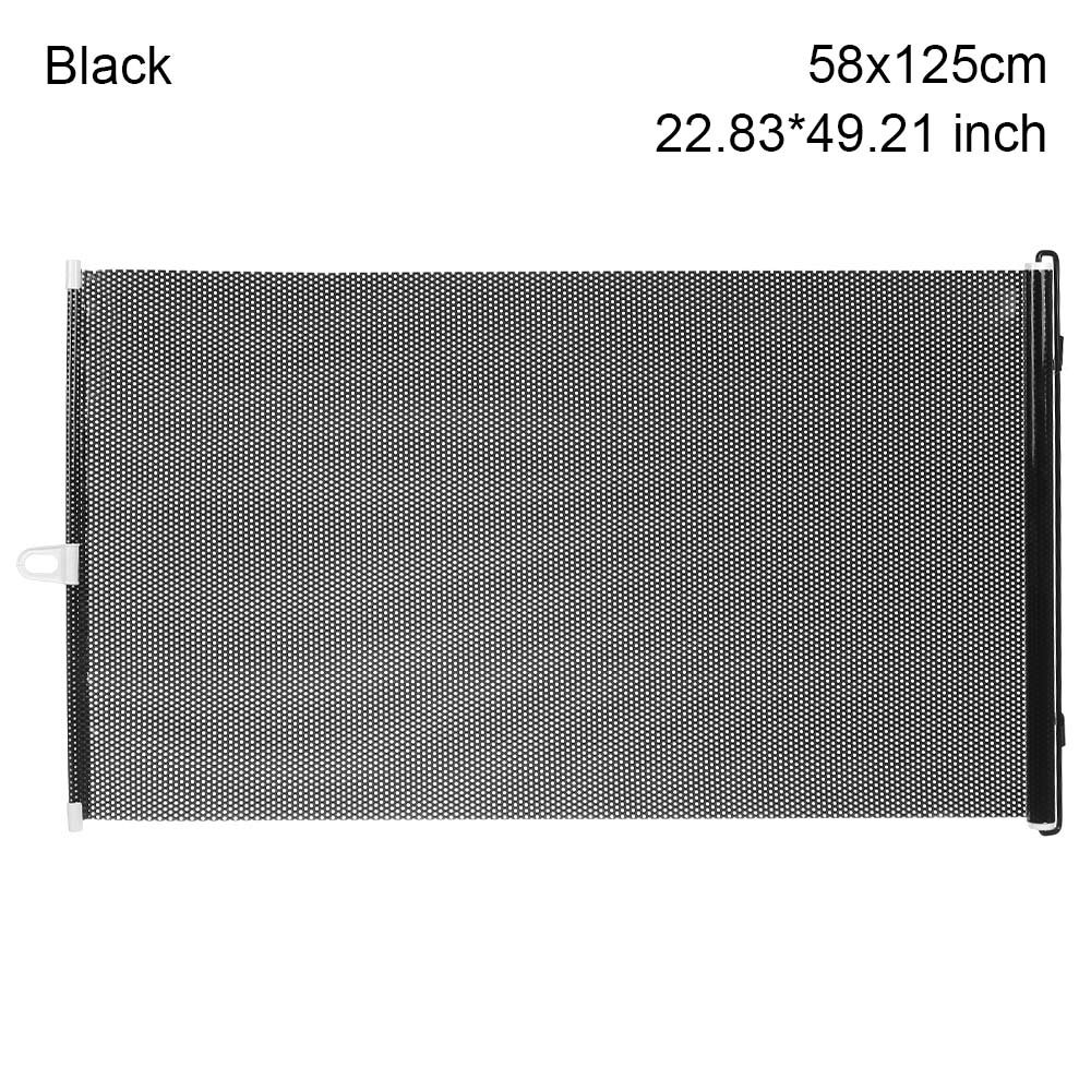 Automobile Automatic Roller Blind Sunshade Front Car Interior Retractable Windshield Shade Visor SUV Window Folding Block Cover: Black 58x125cm