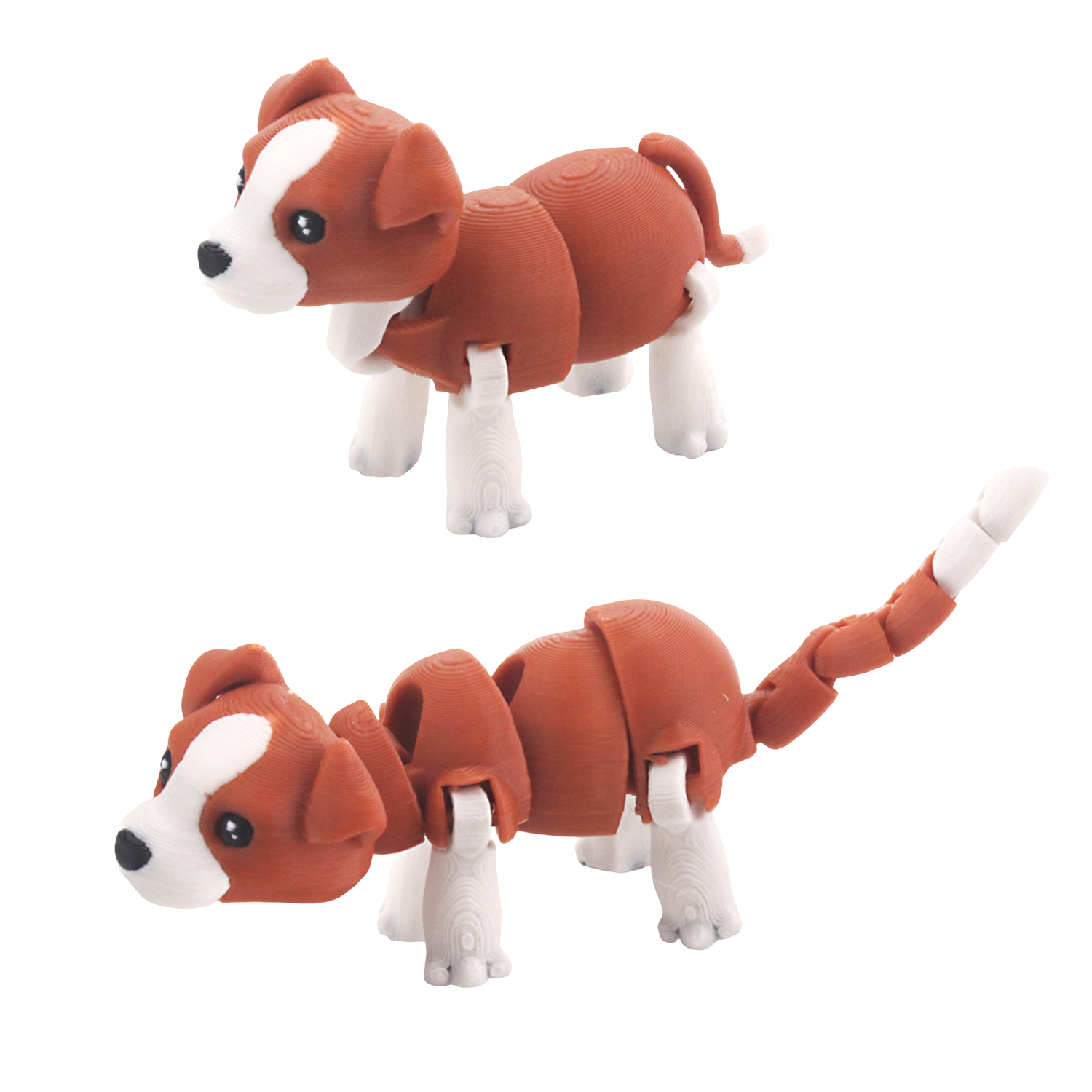 Modelo de perro impreso en 3D, estatua de juguete animal flexible, articulaciones móviles, decoración de oficina en casa: Gris claro