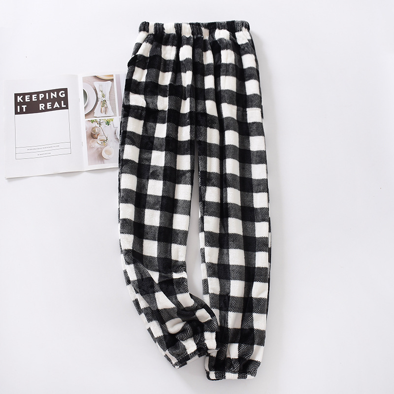 Herfst En Winter Flanel Mannen Plaid Broek Plus Fleece Warm Single Stuk Homewear Broek Slaap Slijtage Broek voor Mannen