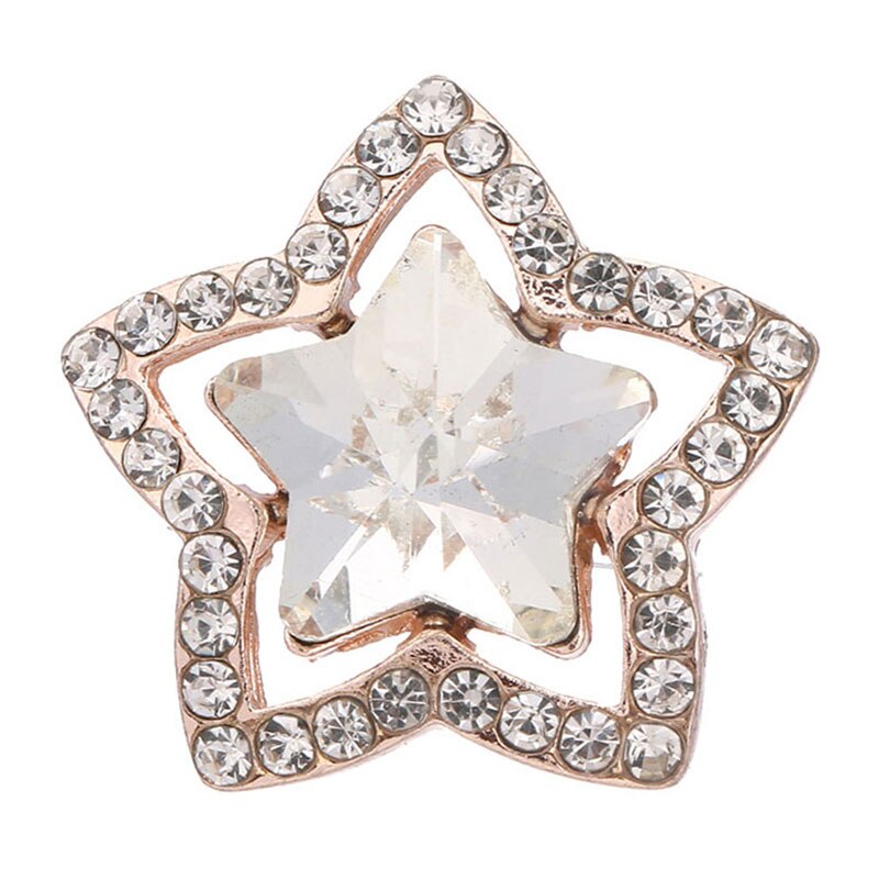 Hollow Style Crystal Kleurrijke Ster Zilver Kleur/Rose Golden 18Mm Snap Knoppen Fit Diy 18Mm Snap armband Snap Sieraden: KZ3570-crystal