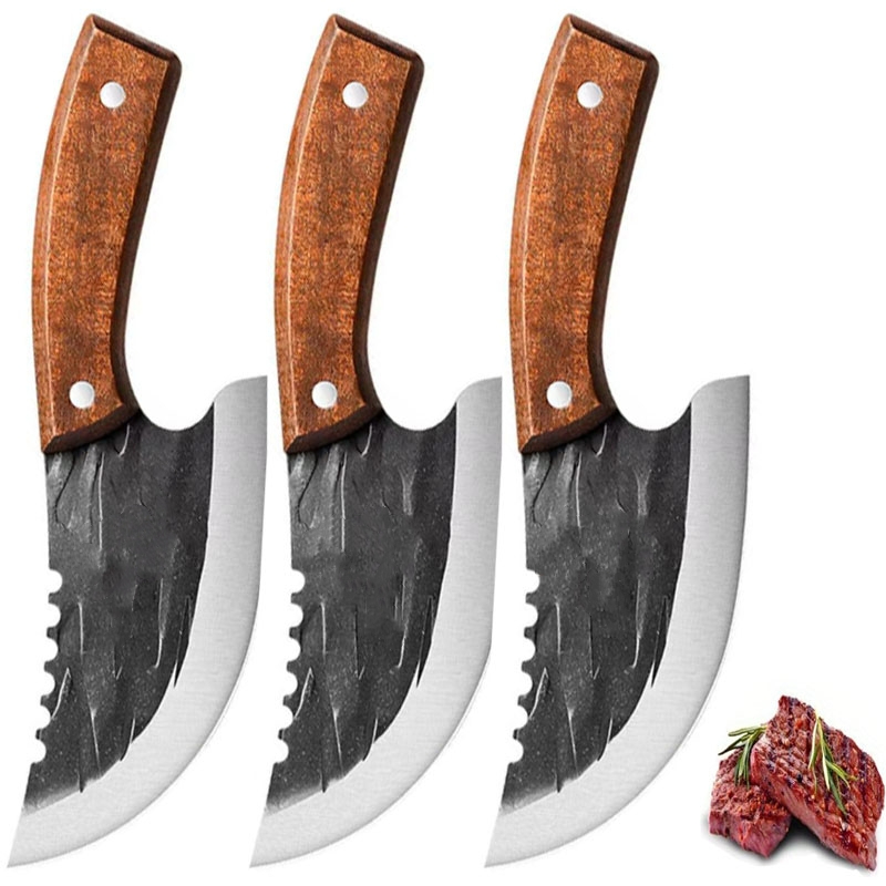 Taottu lihakirves keittiökokin veitsi kalastusveitsi luiden poistoon hedelmien leikkausveitsi grilli teurastajan kannettava apuveitsi taskuvikinkiveitsi: Harmaa