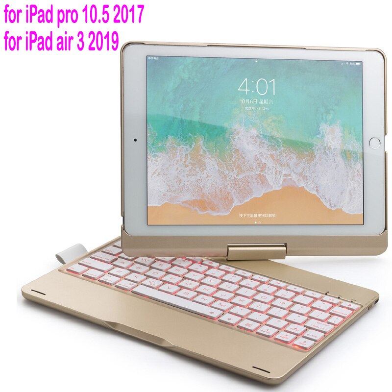 Custodia per tastiera Bluetooth retroilluminata per iPad 9.7 10.2 5a 6a 7a generazione Cover per apple iPad Air 1 2 3 Pro 10.5 11 2018 20: 10.5 gold