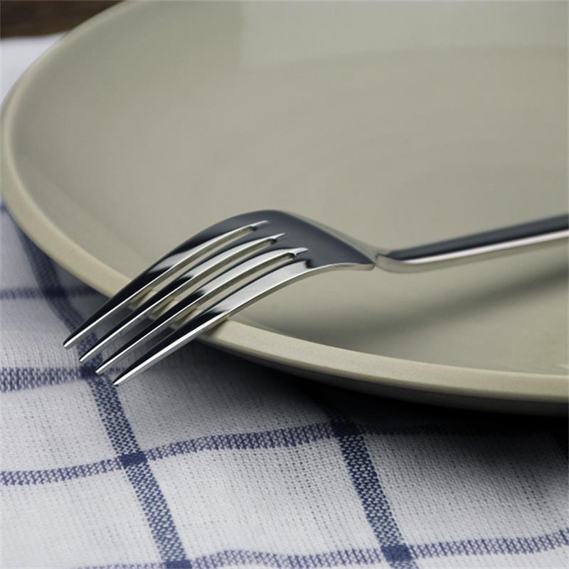 6pcs 8.5''Stainless Steel Dinner Fork Salad Dessert Fruit Forks Cutlery Four Tine Flatware set Korean Long Handle Table Fork set