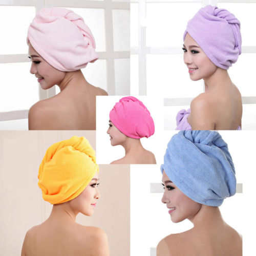 Hirigin mikrofiber hår torkning handduk inpackning turban huvud hattar bullkeps dusch torrt vått hår mössor