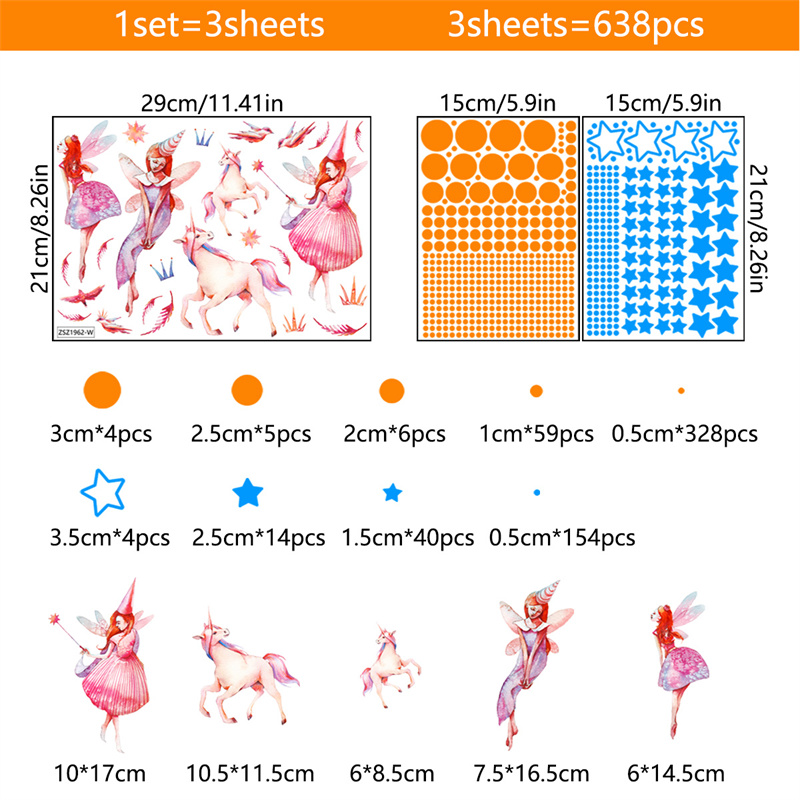 Glow In The Dark Star Voor Kinderkamer Decor Lichtgevende Fee Eenhoorn Decal Muursticker Voor Nursery Slaapkamer Decoratieve voor Meisje: Default Title