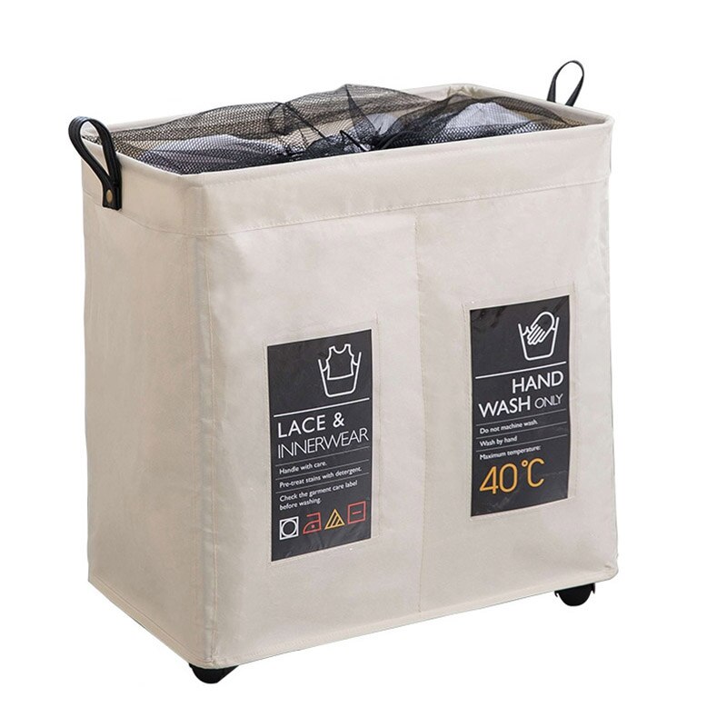 Opvouwbare opbergmand met wielen, wasmand met wieltjes, opvouwbare grote wasmand, wasmand voor vuile was, waszak voor organisatie