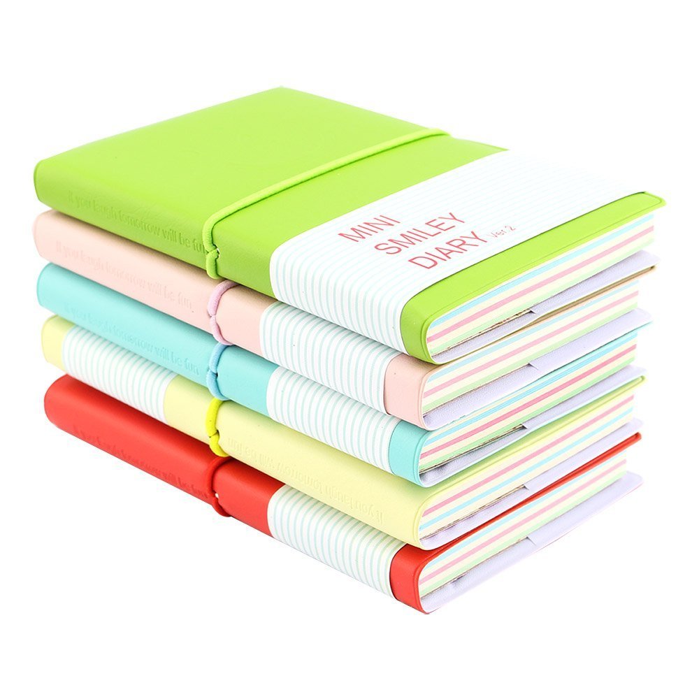 XRHYY Travel Diary Diary Pocket Memo Candy Notebook PU Leather Smiley Face Mini Note Pads For Students Children Writing