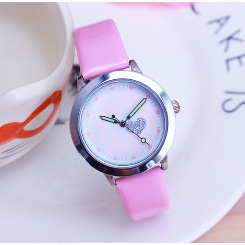 Leren kwarts hartvormig kinderhorloge cartoon horloge student horloges horloge relogio feminino montres