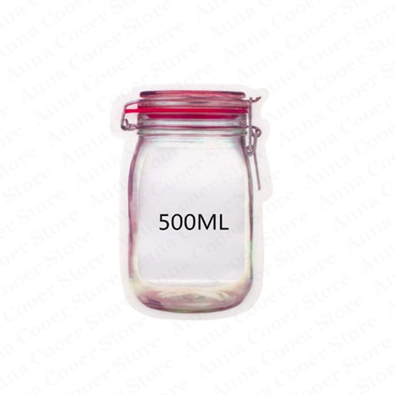 Bolsas reutilizables para frascos de vidrio, bolsas para nueces, dulces, galletas, bolsas selladas para almacenar alimentos frescos, bolsas para refrigerios, organizador de cocina sellado.: Rojo