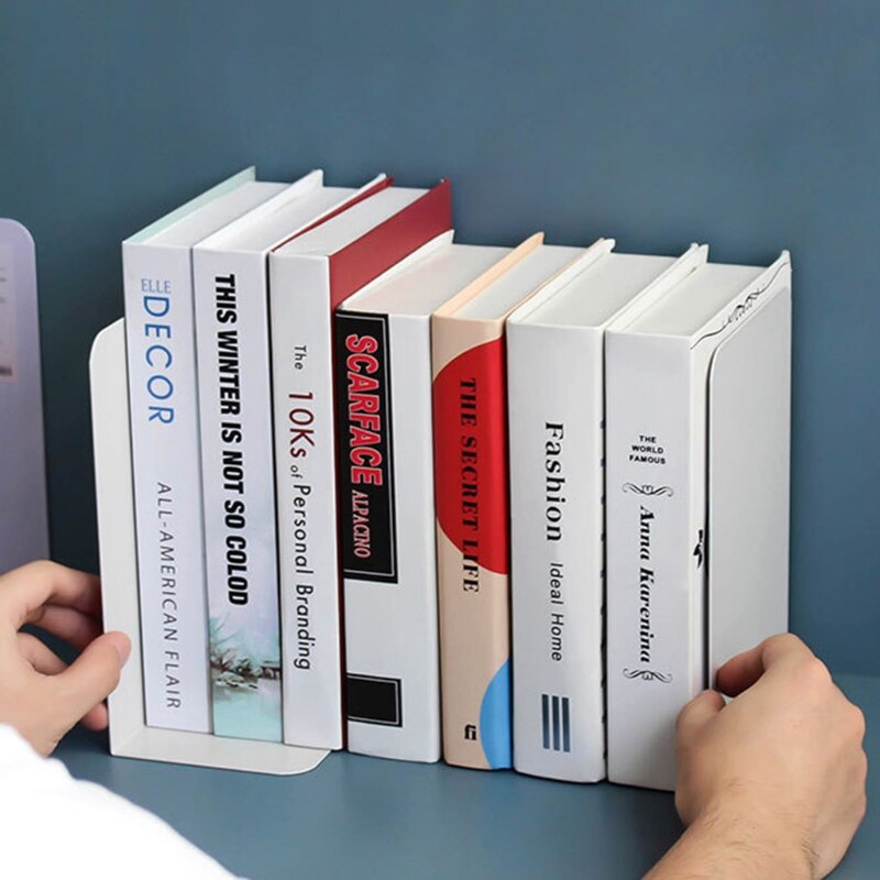 1 Pair Morandi L Shape Metal Bookends Reading Book... – Grandado