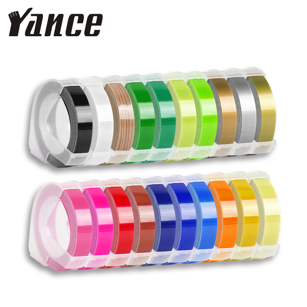 Yance 3Pcs Wit 9Mm 6Mm 12Mm 3D Embossing Tape Voor Dymo Embossing Label Maker Pvc Label dymo Tape Voor Motex E101