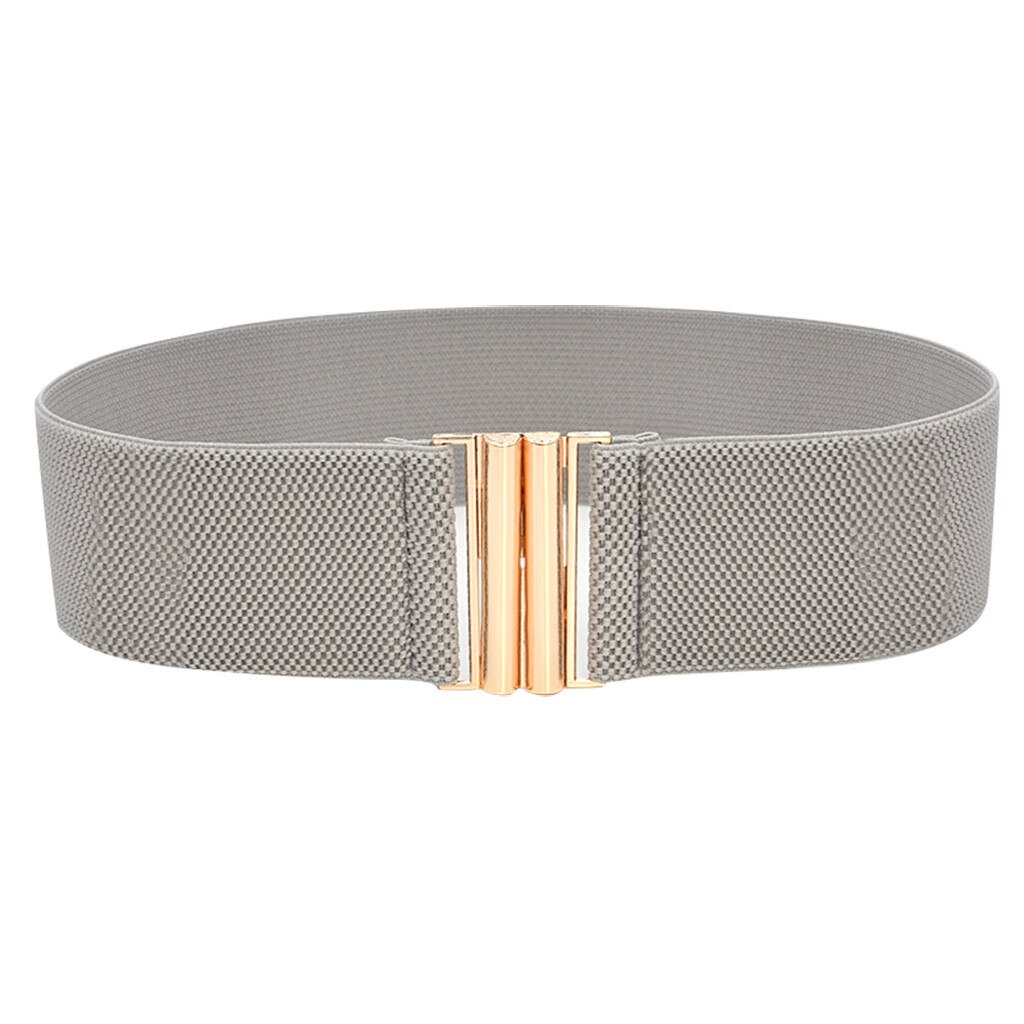 Wide Elastic Belt Lady Wide Belts Women Wide Elastic Belt Buckle Waist Dress Stretch Adornment For Women Waistband #Y7: Gray 