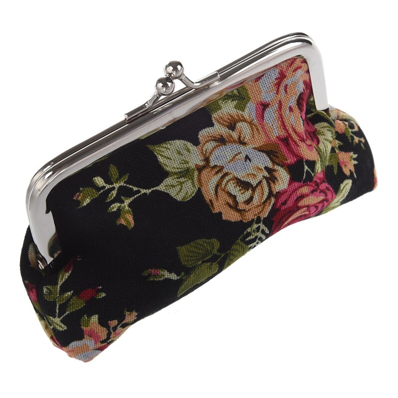 2 Pcs Canvas Hasp Purse Key Coin Wallet Bag(Blue) & (Black)