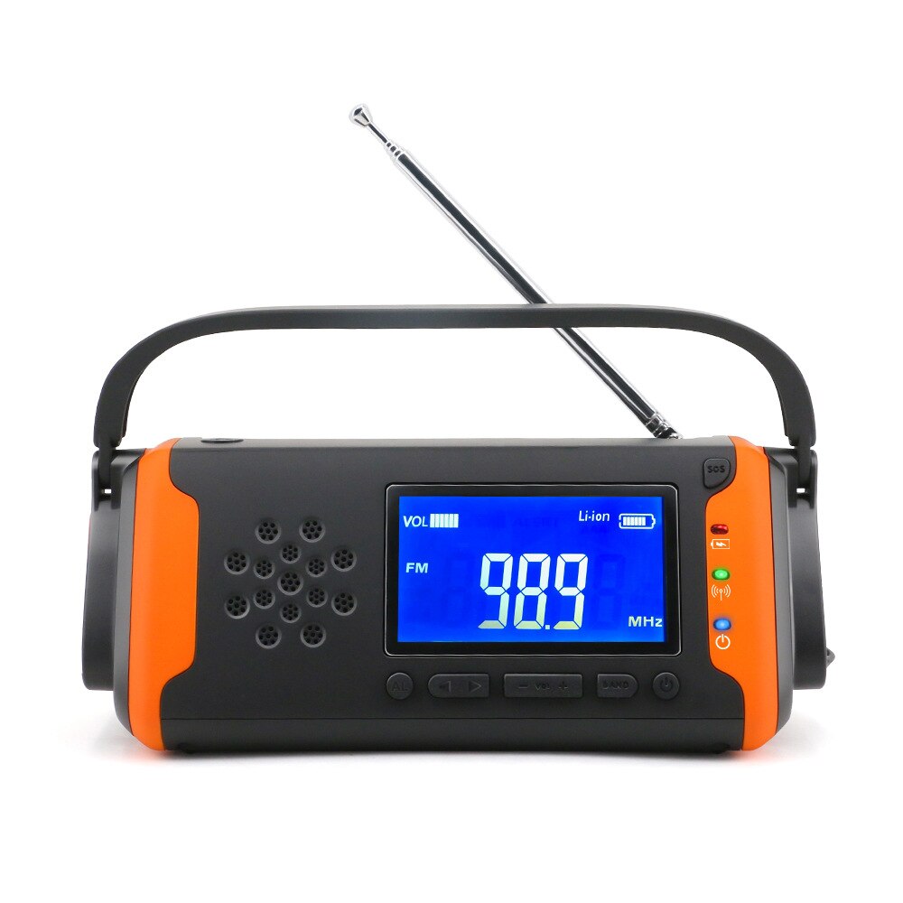 4000Mah Solar Radio Am/Fm Radio Lcd Multifunctionele Draagbare Emergency Radio Met Led Zaklamp Solar Mobiele Powerbank Radio: orange
