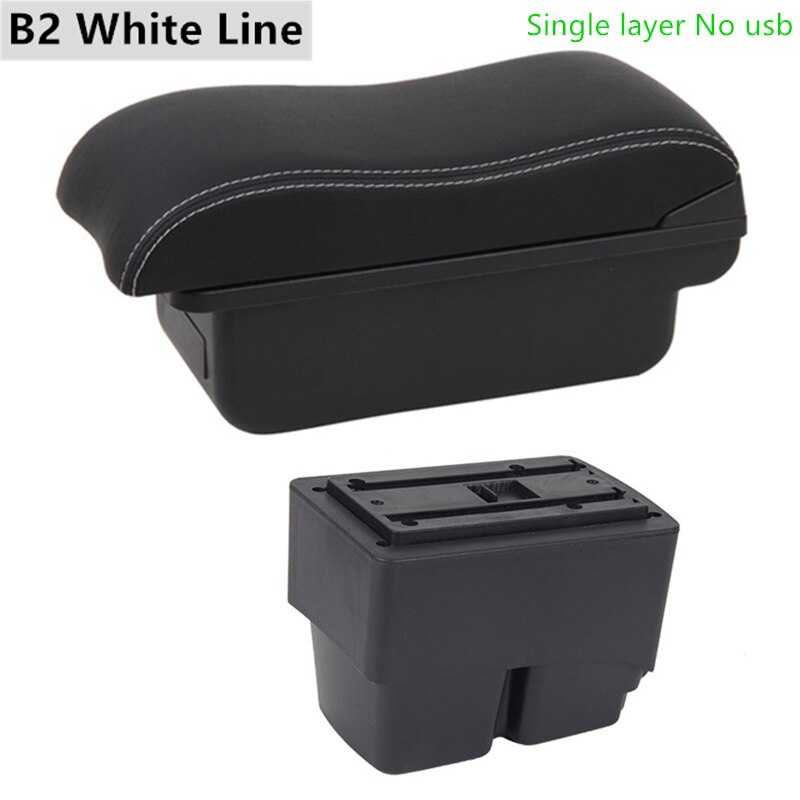 Armrest Box for Ford Fiesta Kaptur Leather Arm Rest Center Console Storage USB Car Accessory: B2 White Line