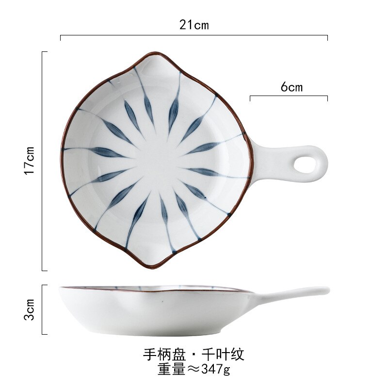 Keramische Servies Met Handvat Japanse Stijl Handgeschilderde Bakvormen, Huishoudelijke Kaas Pasta Plaat Onderglazuur Kleur Bakvormen: A 21x17x3cm