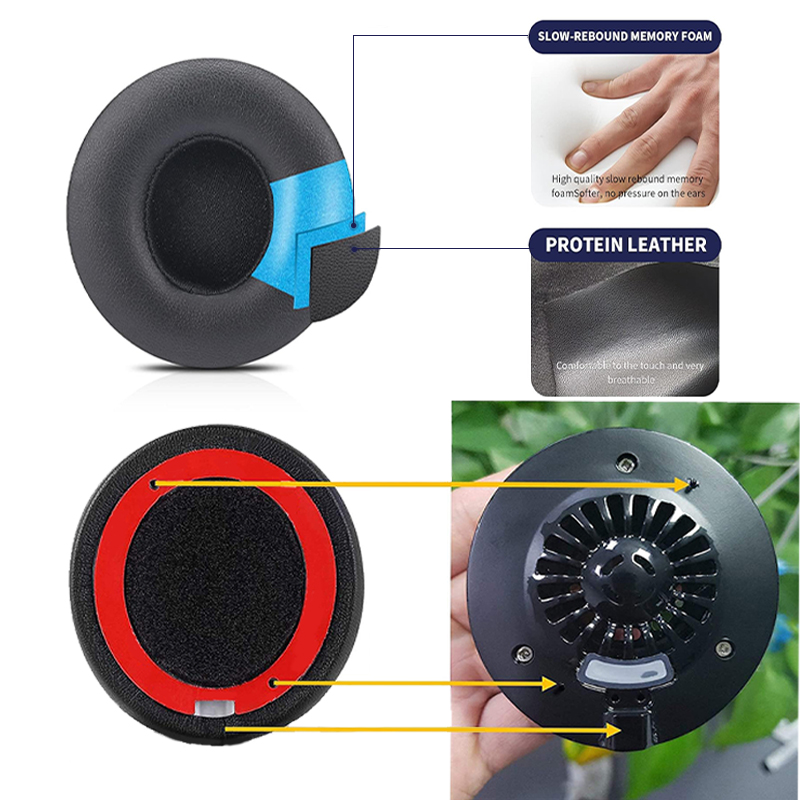 Kutou Vervangende Oorkussentjes Kussen Voor Beats Solo3 Solo2 Koptelefoon Oorkussens Dekking Solo 3 2 Foam Pad Oorkappen Reparatie Onderdelen