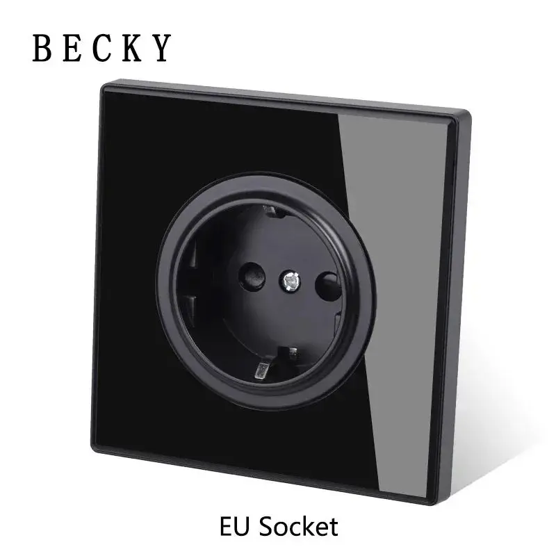 Glass Panel Wall Switch LED European 16a Socket Retro Toggle Light Switch EU UK Standard 2way Socket 1-4gang USB Home Decoration: Dark Grey