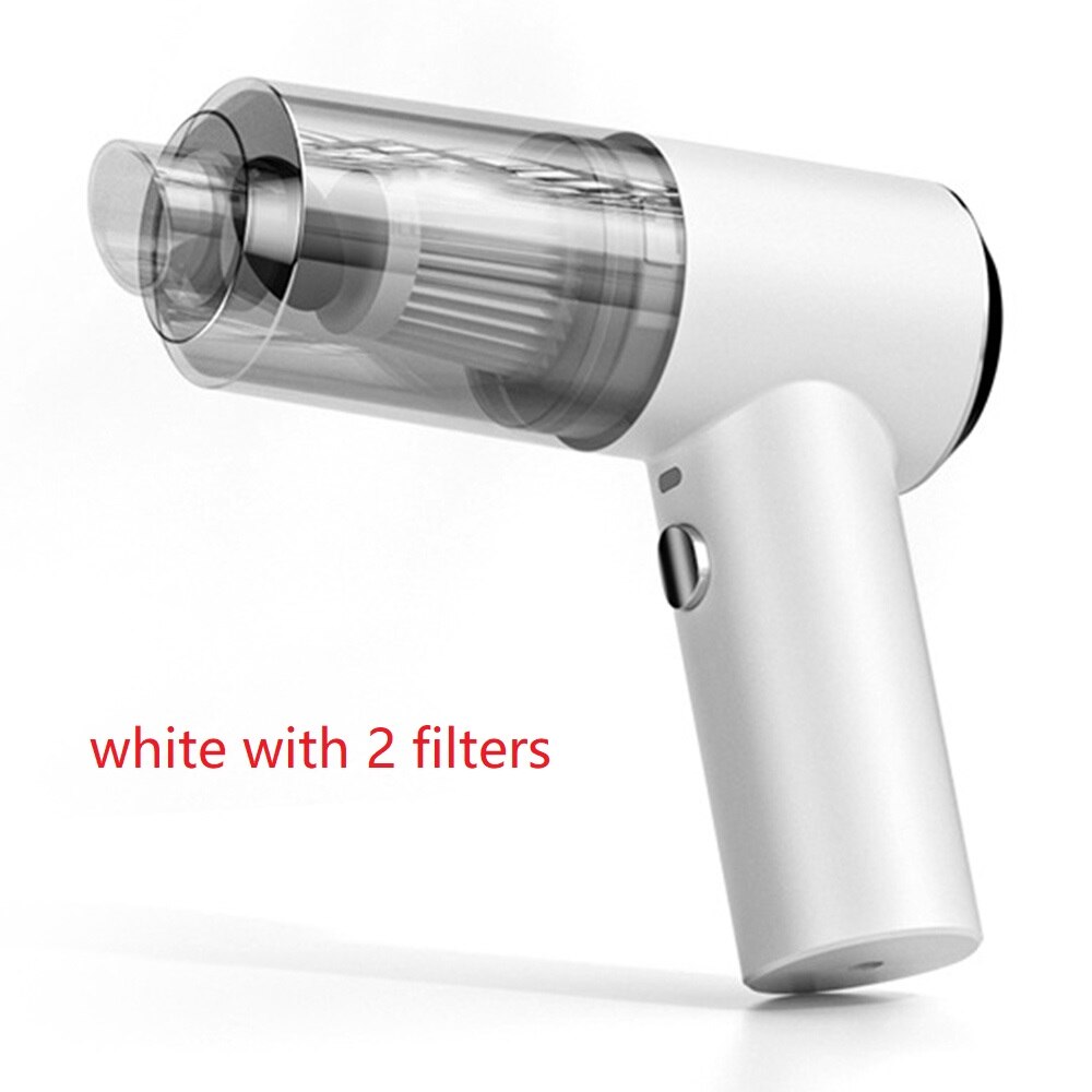 Wireless Portable vacuum cleaner for car&amp;home Handheld Auto Vaccum 6000PA 120W High Suction Rechargeable Mini Vacuum Cleaner: white with 2 Filters