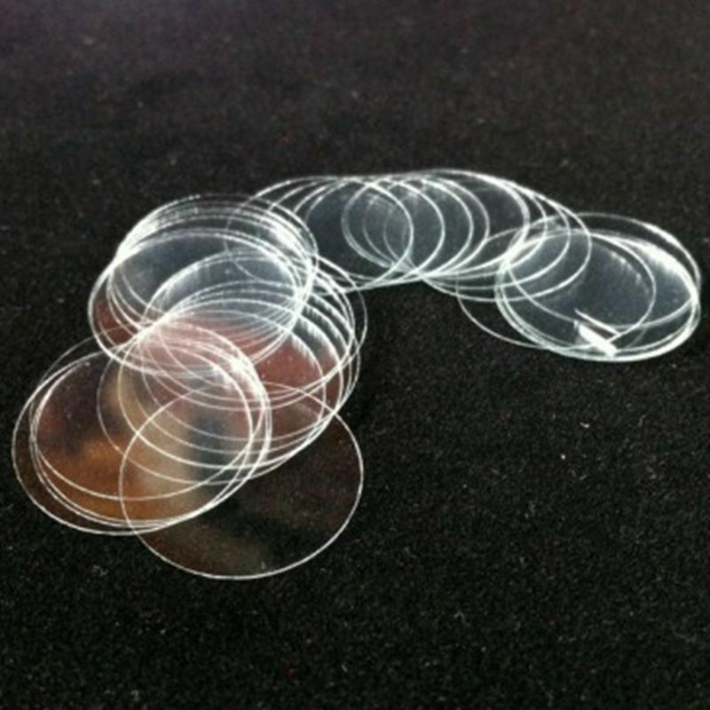 100pcs Large Glass Circular Coverslip Slides Transparent Cover Slide Slips Round Blank Slides Microscope Optical Instrument