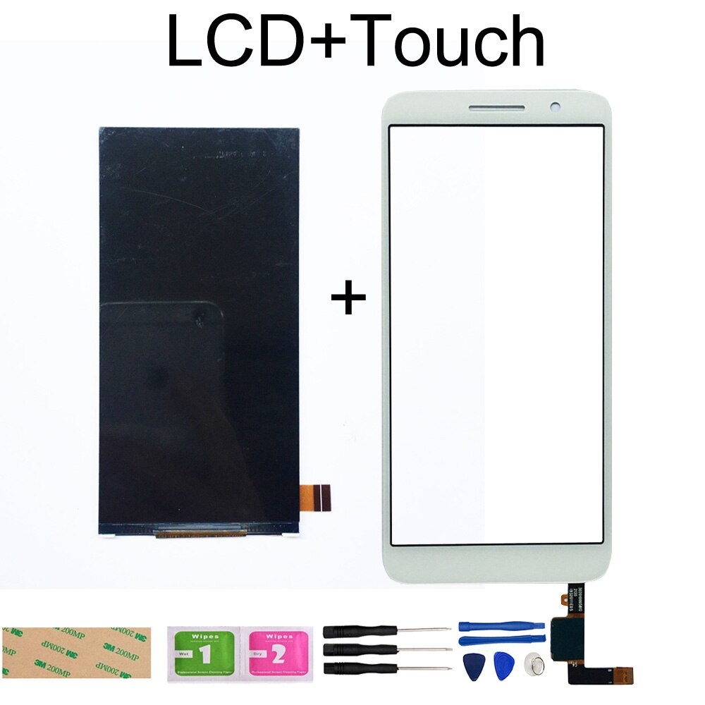 Lcd -skärm för alcatel 1 5033 5033a 5033j 5033x 5033d 5033t lcd -display pekskärm digitizer sensor panel telefon reparationsdelar: Vit lcd-touch