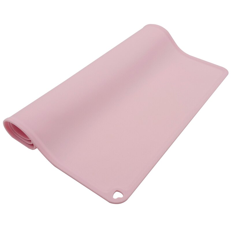 Waterproof Non-slip Pet Mat for cat Color Silicone Pet Food Mat Pet Bowl Drinking Water Pad Dog Feeding Mat Easy Clean: Pink / S (41 x 31 CM)