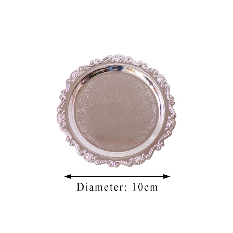 1Pcs Leuk Cadeau Metalen Keuken Benodigdheden Cake Tray Ronde Vorm Diner Platen Goud/Zilver Multi Purpose Europese Stijl
