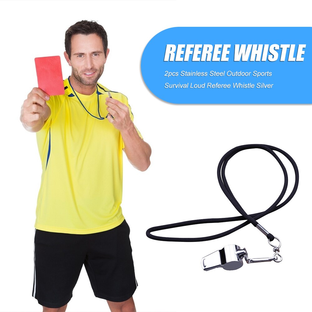 2 stück schiedsrichterpfeife, multifunktional, edelstahl, für outdoor-sport, überleben, laut, für indoor-übungen, sportdekoration