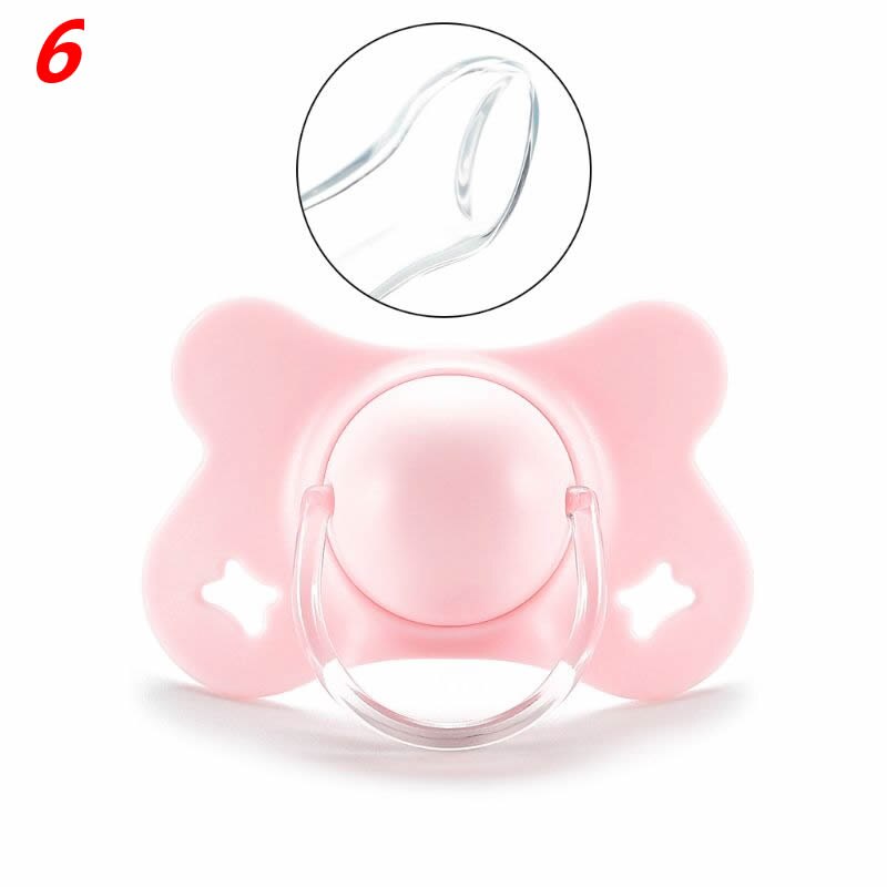 Sucette de sommeil pour bébé avec couvercle en forme de papillon, sucette ronde et plate en Silicone pour -né garçons et filles fournitures à mâcher: 6