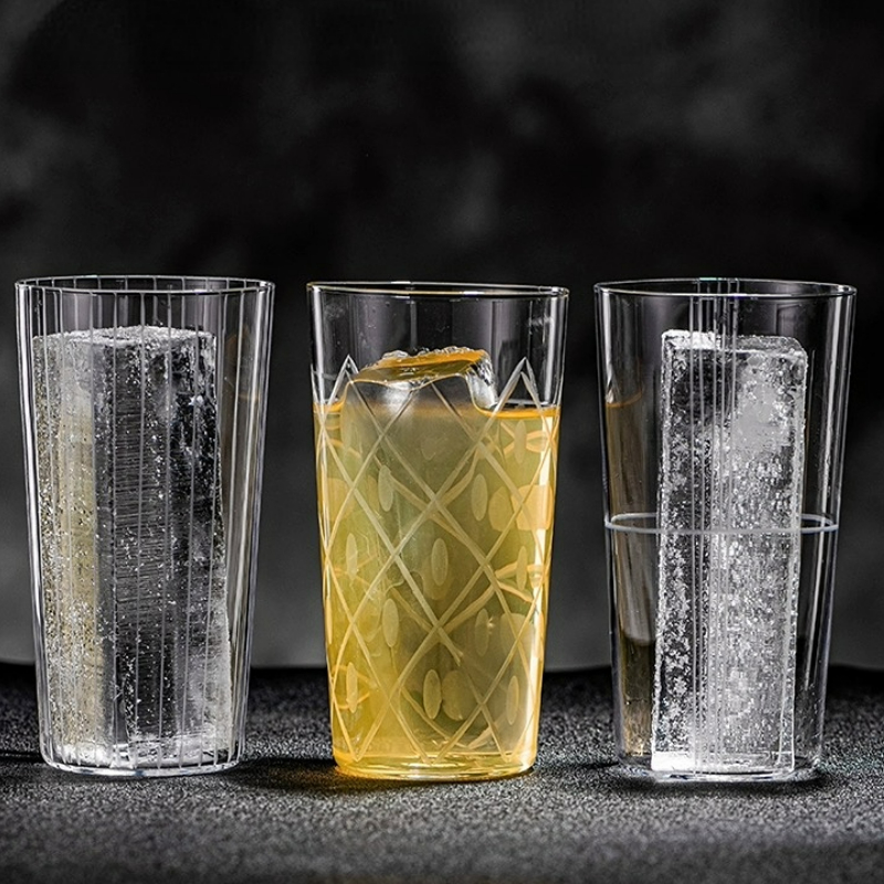 Vasos de cóctel grabados de estilo japonés, tazas de Colin de vidrio grabadas simples, taza larga para bebidas, taza Highball, accesorios para Bar en casa