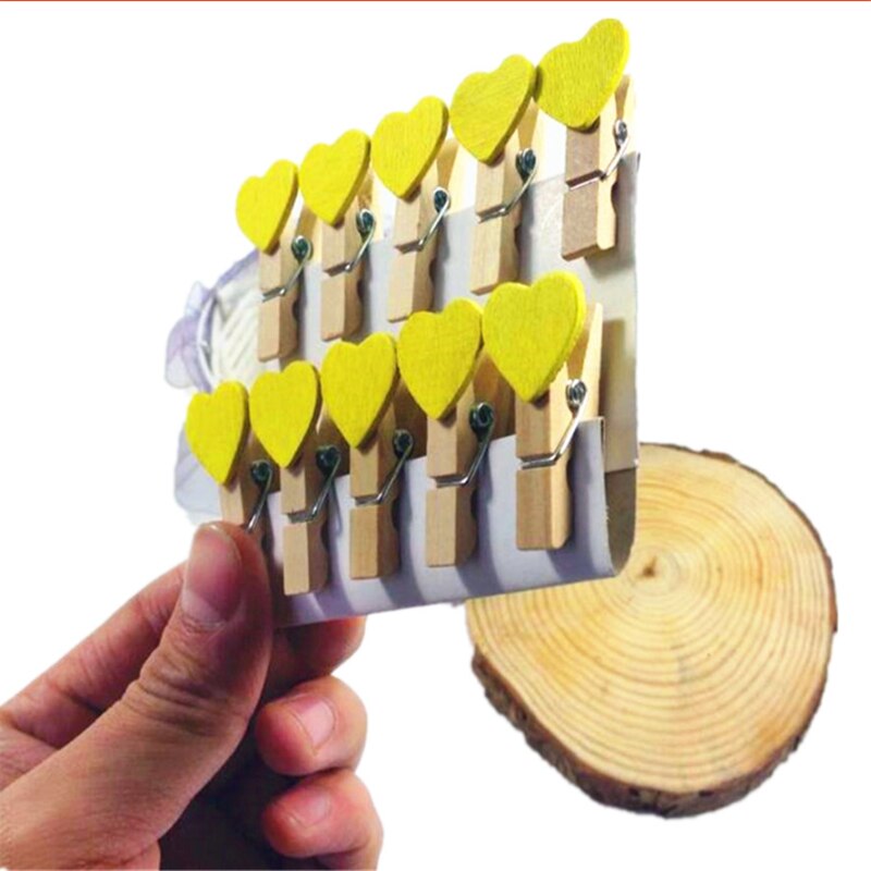 10 stuks gele houten paperclips, houten knijpers, mini-tasklem, bruiloftsspecial
