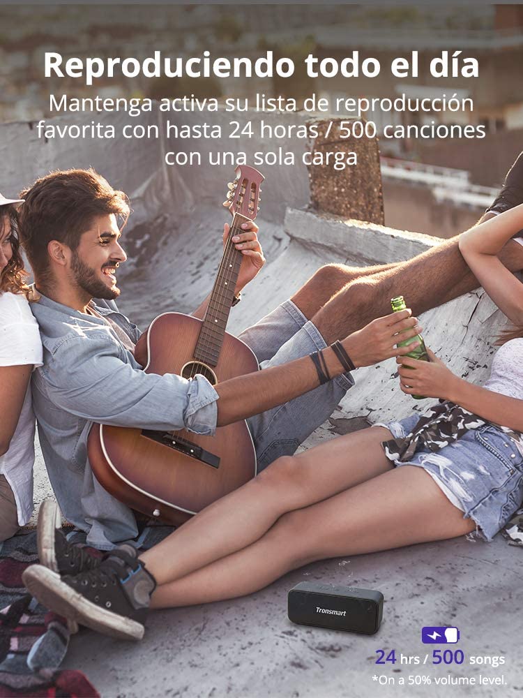 Tronsmart T2 Plus Altavoz Bluetooth 5,0 Potente 20W Altavoces Portátiles de gran potencia Impermeable IPX7 Reproductor de Música Tronsmart T2 Plus 24 Horas de Reproducción Barra de sonido con NFC Micro SD Asistente